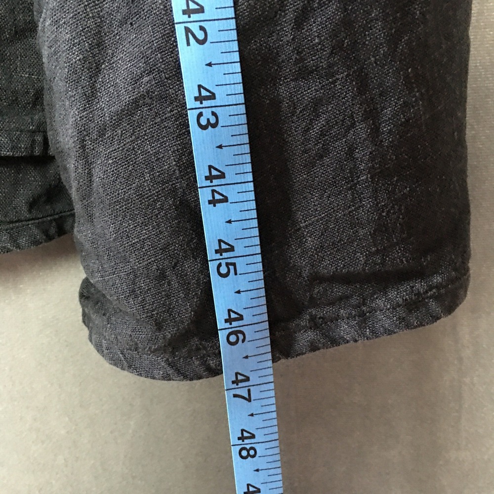 Bryn Walker Linen Midi Dress Women L Dark Grey Long Sleeve Lagenlook Summer USA - Picture 6 of 16